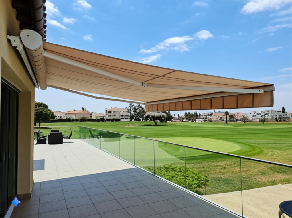 Toldo de fachada de brazos invisibles